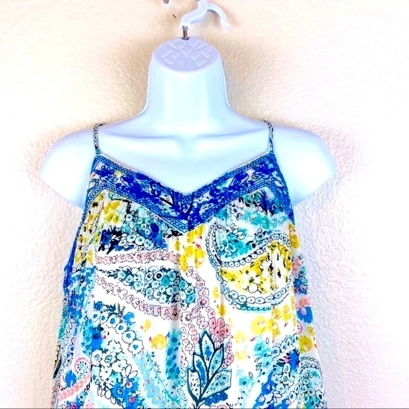 Lucky Brand Embroidered Trim Paisley Print Dress Size S - Picture 2 of 9